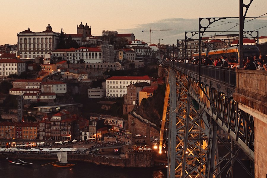 Porto and the Dom Luís bridge over the Douro at sunset